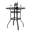 Outdoor Patio Table, High Bar Table with Heavy-duty Iron Frame, Black Tempered Glass Bistro Table Max Weight 200LBS