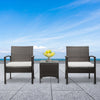 Seizeen Outdoor Furniture Set, 3 PCS Rattan Conversation Set for 2, Cushioned Patio Sofa Set W/2 Arm Chairs & 1 Table for Garden Pool Porch Deck