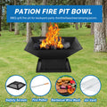 Portable Fire Pit for Outside, Seizeen Wood Burning Fire Pits 19'' Small Size, Square Firepit with Screen Cover, Fire Bowls with Ash Tray, Poker