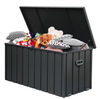 Seizeen 160 Gallon Outdoor Storage Box, Metal Deck Box on Wheels Waterproof, Large Patio Lockable Storage Bin for Outside Cushions, Pool Accessories, Throw Pillows, Garden Tools, Dark Gray