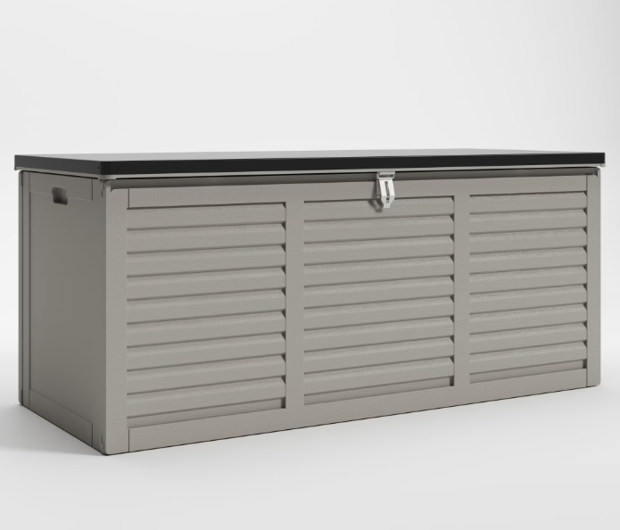 Seizeen 130 Gallon Outdoor Storage Box, Resin Deck Box, Waterproof Large Patio Lockable Deck Box for Outside Cushions, Pool Accessories, Throw Pillows, Garden Tools, Gray