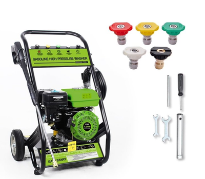 Yardmaster Pressure Washer with 25' High-Pressure Hose & 5 Nozzle, 2600PSI, 1.7GPM, Gas High-Power Washer for Patio& Garden with Soap Tank & Spray Gun