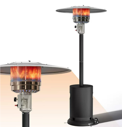 50000 BTU Propane Patio Heater for Outdoor Use, Freestanding Heater with 20' Heating Radius and Wheels, Stainless Steel Flame Heater with Overheating Protection System, Black