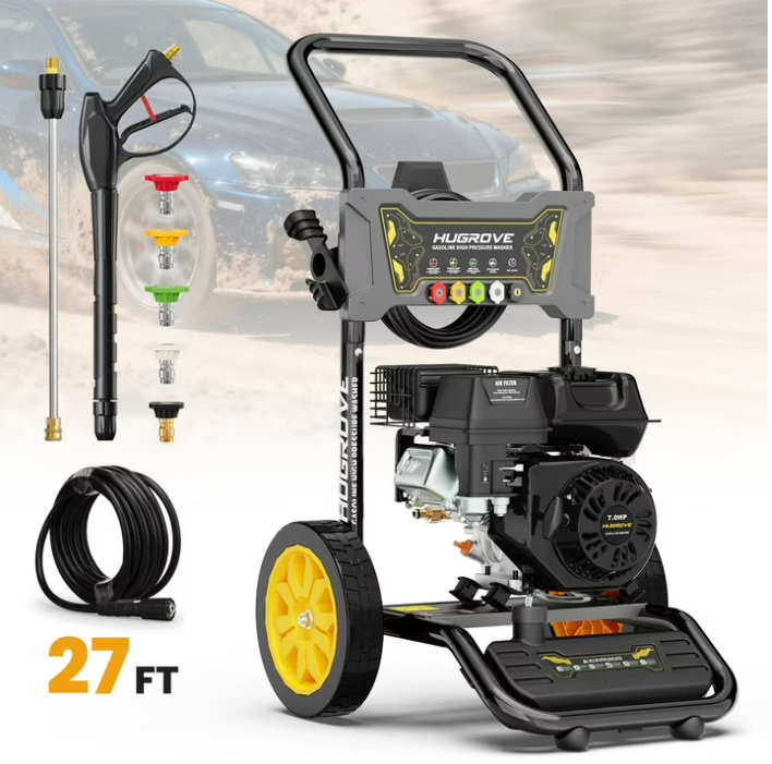 Seizeen Pressure Washer, 3600PSI Gas Pressure Washer, 2.6GPM, Portable Pressure Washer with 27FT High-Pressure Hose, 5 Nozzle, Black & Orange