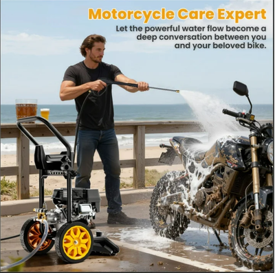 Seizeen Pressure Washer, 3600PSI Gas Pressure Washer, 2.6GPM, Portable Pressure Washer with 27FT High-Pressure Hose, 5 Nozzle, Black & Orange