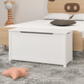 Kids Toy Box, White Wooden Toy Chest Organizer with Safety Hinged Lid, Entryway Storage Bench Supports 100 lbs, Toy Storage Chest for Bedroom, Toddler Room