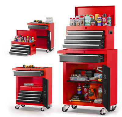 5-Drawer Tool Chest,Tool Cabinet on Wheels with Keyed Locking System and Drawer Liners,Tool Chest with Link Buckle for Warehouse and Garage