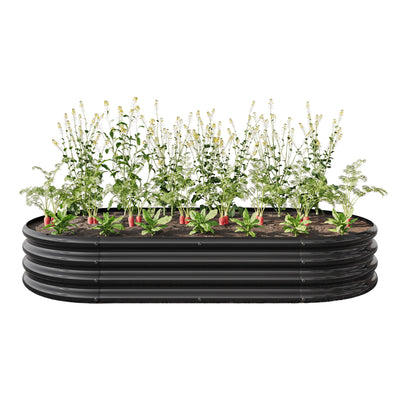 70.86 x 35.43 x 11.42 Inch Oval Raised Garden Bed, Large Galvanized Steel Raised Planter Box, Metal Planter Flower Bed for Gardening Vegetables Outdoor Plants