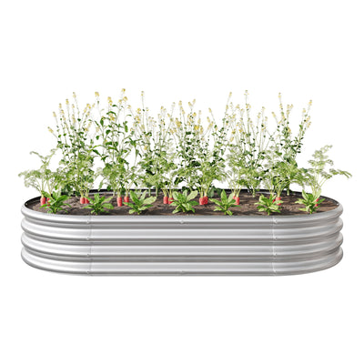70.86 x 35.43 x 11.42 Inch Oval Raised Garden Bed, Large Galvanized Steel Raised Planter Box, Metal Planter Flower Bed for Gardening Vegetables Outdoor Plants