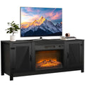 Seizeen Fireplace TV Stand with Barn Door, for TVs up to 65 inches, Entertainment Center with Fireplace, Media Console Cabinet for Living Room, 58 Inch, Black, L0280