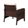 Five-Piece Rattan Set Brown Gradient 2 Single Sofas 2 Footstool &1 Coffee Table Round Corner Armrests