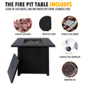 Gas Fire Pit Table 30 inch 50,000 BTU Square Outdoor Propane Fire Pit Table Black