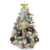 Christmas Tree with Lights, 2FT Tabletop Pre-lit Christmas Tree with Rich Decorations, Mini Artificial Tree Shiny Ornaments & Light String for Xmas, White Small Lighted Tree for Home Decor, Champagne