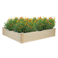 Outdoor Wooden Raised, 48'' x 48'' Garden Bed Extra Large, Durable Planter Box for Vegetables, Flowers, Grass, Lawn, Yard - Natural