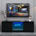 TV Stand for 55 inch TV, Seizeen Media TV Console with LED RGB Lights, Modern Entertainment Center TV Cabinet with Storage Shelves & Drawer, Black