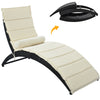 Seizeen Lounge Chairs for Outside, Outdoor Chaise Lounge Chairs, Foldable PE Rattan Wicker Patio Pool Sun Lounger with Cushion & Pillow, Poolside Deck Porch Backyard Garden, Beige