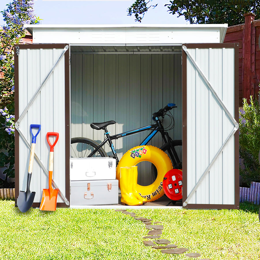 XL Outdoor Storage Shed, 6 x 4Ft Metal Shed with Lockable Double Door & Air Vent, Galvanized Steel Storage Shed W/ Padlock for Outside Backyard Garden