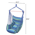 Hammock Chair Distinctive Cotton Canvas Hanging Rope Chair with Pillows Blue