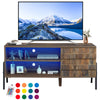 Seizeen TV Stand for 50in TV, Raised Entertainment Center with RGB LED Lights, Media Console TV Cabinet W/Metal Legs, 2 Storage Shelves & 1 Cabinets, Espresso