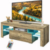 TV Stand for 55 Inch TV, Modern TV Console with LED Lights, Media  TV Cabinet & Entertainment Center with Large Storage, Wood Color