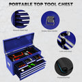 Rolling Tool Chest with 8 Drawers, 2-IN-1 Hidden Multifunctional Toolbox Set, Blue Tool Box On Wheels Storage Cabinet Lockable with Sliding Drawers Handle Hook, Large Capacity Box for Tool