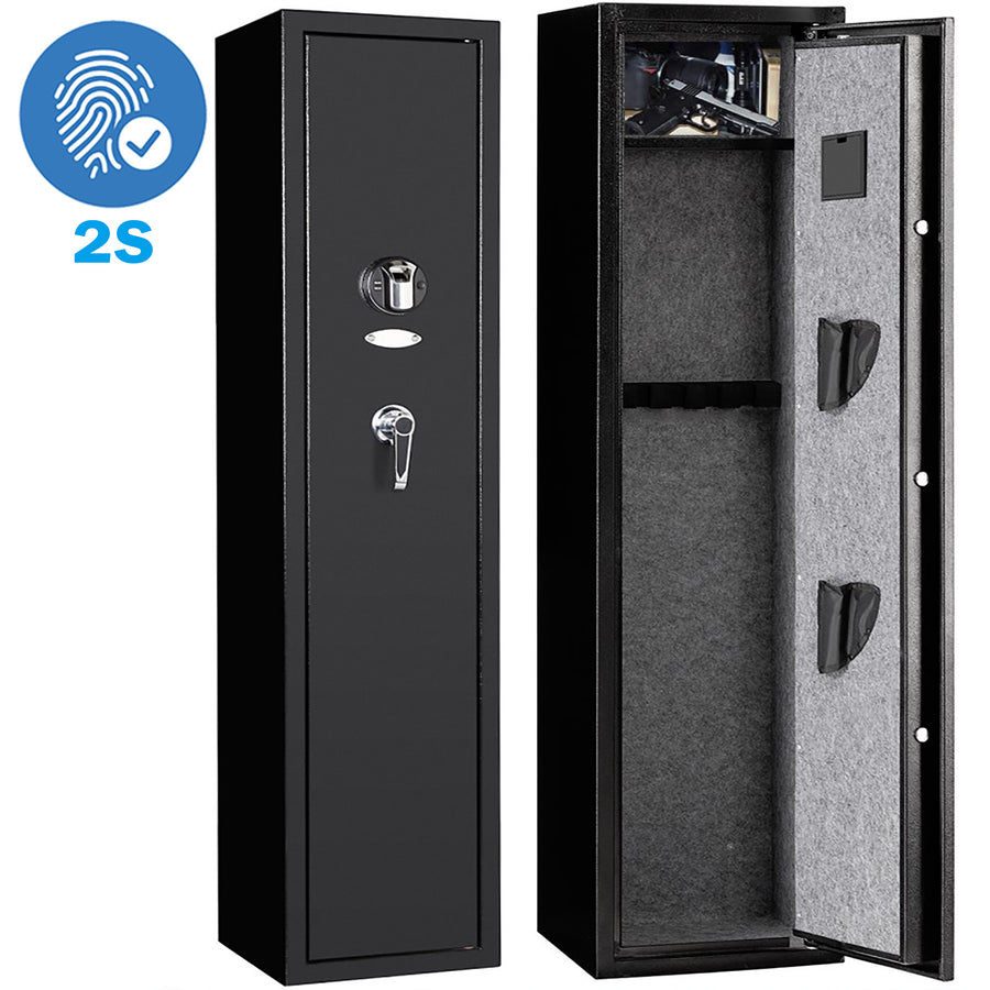 Seizeen Fingerprint Gun Safe, 2s Quick Access Gun Cabinet with 2 Open Ways, Electronic Storage Cabinet for 4 Rifles & 2 Pistols, Heavy-Duty Security Cabinet with Removable Shelf, 55''H