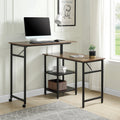 Home Office L Shaped Rotating Standing Computer Desk with Storage Shelf