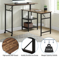 Home Office L Shaped Rotating Standing Computer Desk with Storage Shelf