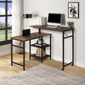 Home Office L Shaped Rotating Standing Computer Desk with Storage Shelf