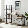 Home office Computer Desk with 5-Tier Bookshelf and 2 open Storage Shelf