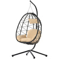 Patio Wicker Hanging Chair Egg Chair with Stand