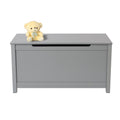 Gray Toy Chest for Boys Girls, Wooden Storage Bench Seat with Safety Hinge Lid, Kids Toy Box Organizer, Modern Storage Furniture for Entryway, Living Room, Bedroom, Toddler Room, A05