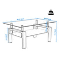 Rectangle Black Clear Glass Coffee Table