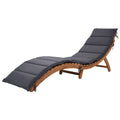 3 Pieces Outdoor Chaise Lounge Set, Wood Patio Furniture Set Extended, 2 Foldable Chaise Lounge Chair with 1 Table, Sun Lounger for Poolside Beach Patio, Brown Lounger + Gray Cushion