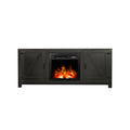 Fireplace TV Sand with Barn Door, for TVs up to 65 inches, Entertainment Center with Fireplace, Media Console Cabinet for Living Room, 58 Inch, Black, A02