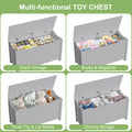 Gray Toy Chest for Boys Girls, Wooden Storage Bench Seat with Safety Hinge Lid, Kids Toy Box Organizer, Modern Storage Furniture for Entryway, Living Room, Bedroom, Toddler Room, A05