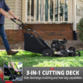 Push Lawn Mower Gas Powered, Cordless Mower with 209CC 4-Stroke OHV Engine, Black 3-IN-1 Power Mower with Rear Bag, 5 Cutting Heights, Contain Motor Oil