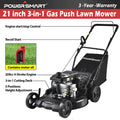 Push Lawn Mower Gas Powered, Cordless Mower with 209CC 4-Stroke OHV Engine, Black 3-IN-1 Power Mower with Rear Bag, 5 Cutting Heights, Contain Motor Oil