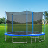 Seizeen Trampoline for Kids - 12FT Outdoor Trampoline with Enclosure Net, All-Weather Steel Trampoline with 5 Heavy-Duty Supports & Thickened Spring Pad, Large Round Trampoline W/70 Springs, Blue