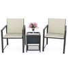 Seizeen Patio Furniture Set, 3 Pcs Heavy-Duty Metal Conversation Set w/ Side Table and Cushions, Black Frame Outdoor Chairs Set for 2, Deck Poolside Balcony Bistro Set