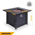 28” Gas Fire Pit Table 50,000 BTU Square Outdoor Gas Firepits Black