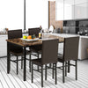 Kitchen Dining Table Set, 5-Piece Dining Table and Chairs, Metal Frame Dining Room Set with Marble Table and Leather Chairs for 4, Coffee