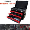 Tool Box with 339-Piece Tools, Mechanics Tool Set with Metal Case Box, 3-Drawer Tool Box Set with Universal Tool Kit, Socket Wrench Sets, Screwdriver Sets, Pliers, Hammer