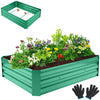 Raised Garden Bed, Seizeen 48"x36"x14" Galvanized Planter Box, Outdoor Patio Metal Raised Bed for Gardening Vegetables Flower Fruits, with Gloves & Added Support Rods