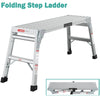 Seizeen Folding Step Ladder, Full Aluminum Work Platform W/Non-slip Feet, 50¡¯¡¯L Portable Ladder for Work, Clean, Paint, 225LBS Capacity