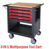 Seizeen Tool Cart with Rolling Tool Chest, Heavy-Duty Tool Box Cabinet on Wheels with Lock, Extended Tray & Handle, Movable Work Bench with 4 Drawers and 1 Cabinet for Garage Workshop Tool Storage