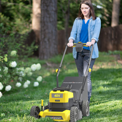 PowerSmart 40V 17'' Cordless Electric Lawn Mower, 3-in-1 Self Propelled Lawn Mower W/ Battery & Charger, Foldable Handle, 5 Height Adjustable, YE