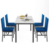 Kitchen Dining Table Set, 5-Piece Dining Table and Chairs, Metal Frame Dining Room Set with White Marble Table and Blue Velvet Chairs for 4