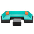 Lake Blue Seven-Piece Modular Sofa