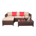 Brown 5-Piece Set Rattan Sofa